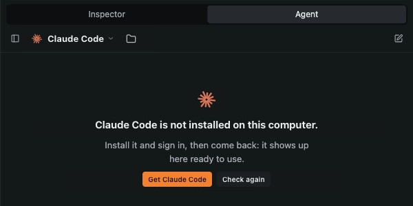 Agent not installed: the chat offers Get and Check again.