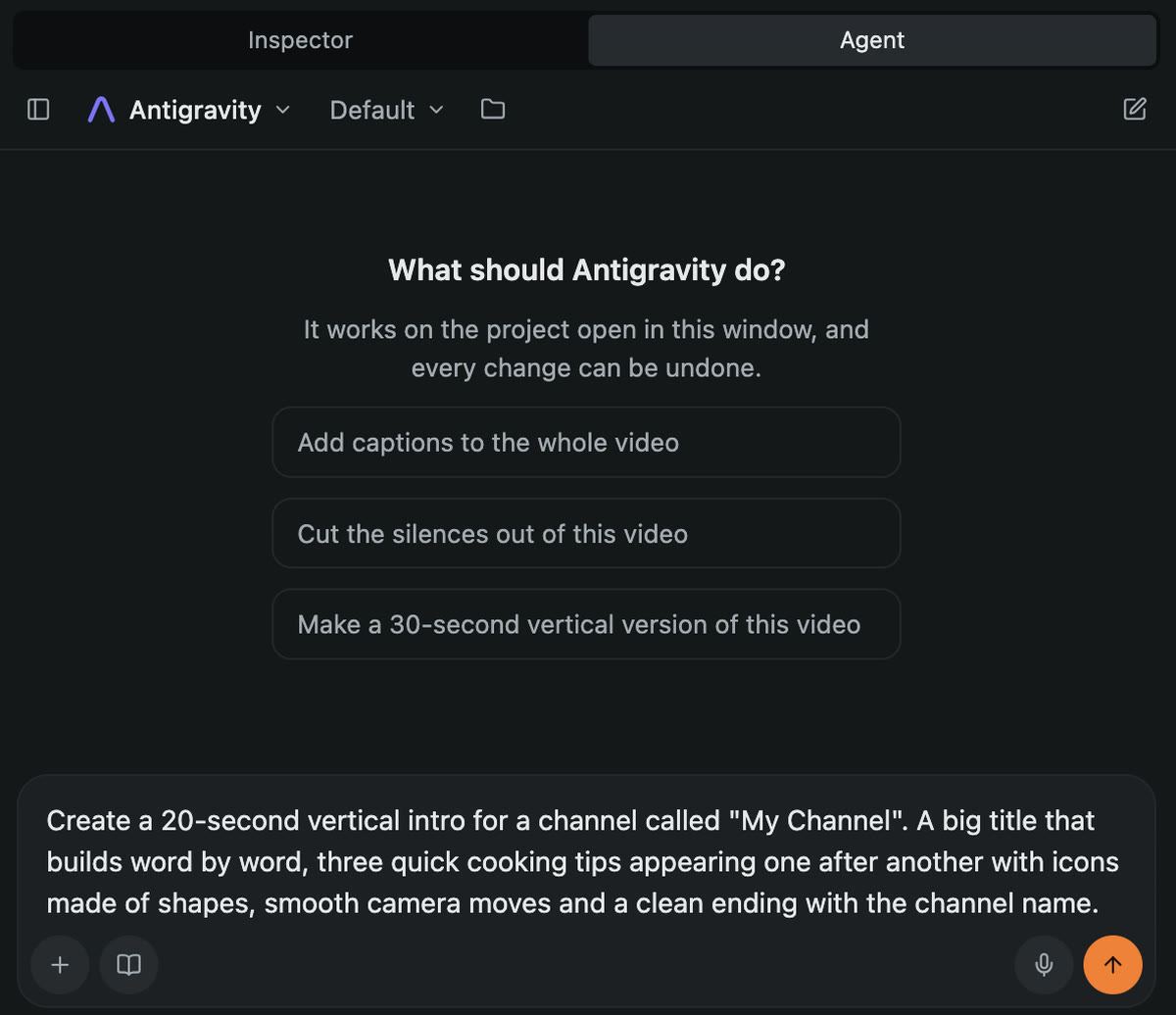 The first request pasted into the chat. Just press Enter.